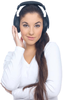 Lady listening to music with headphones